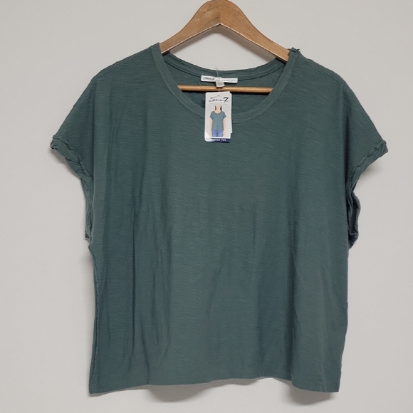 Seven7 Green Short Sleeve Women's Top - Picture 1 of 10